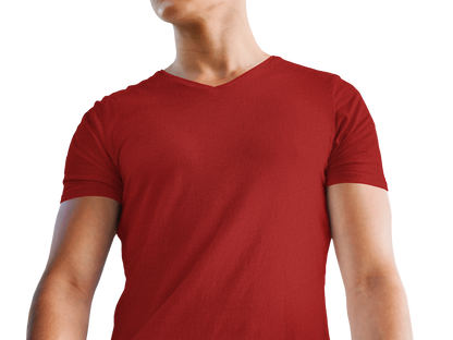 Male Vneck Half Sleeve Red