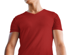 Male Vneck Half Sleeve Red