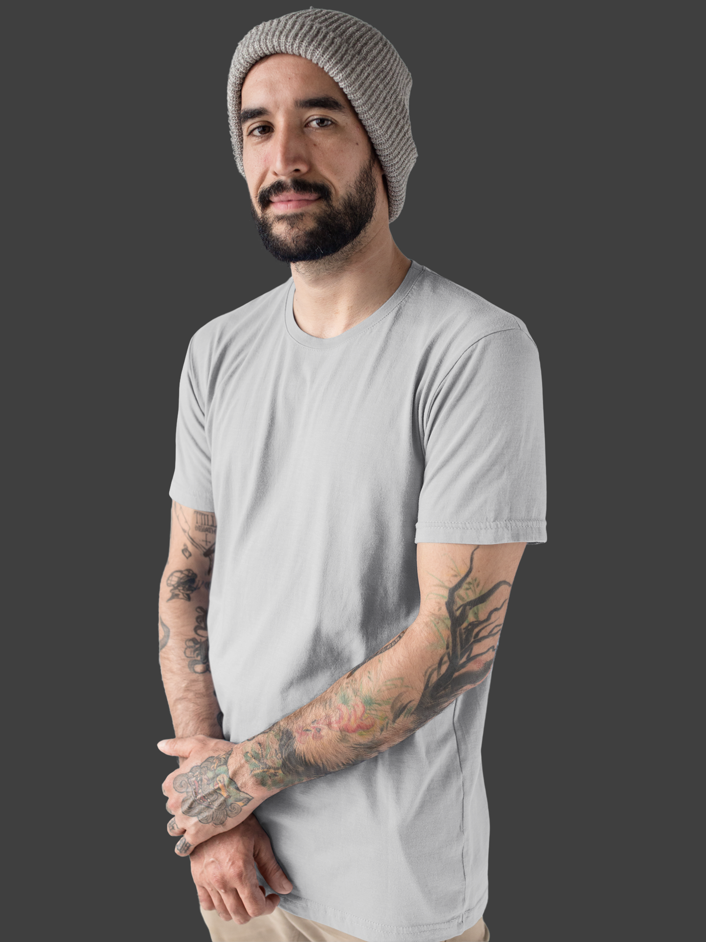 Premium Half Sleeve T-Shirt in Grey Melange