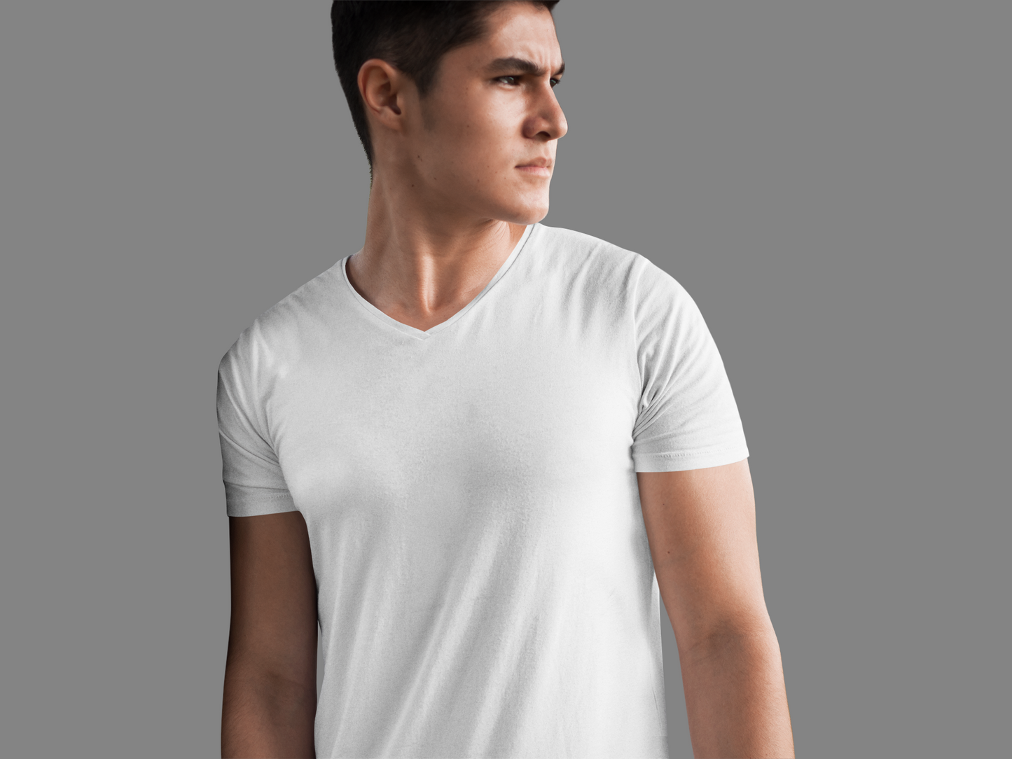 Male Vneck Half Sleeve White