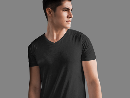 Male Vneck Half Sleeve Black