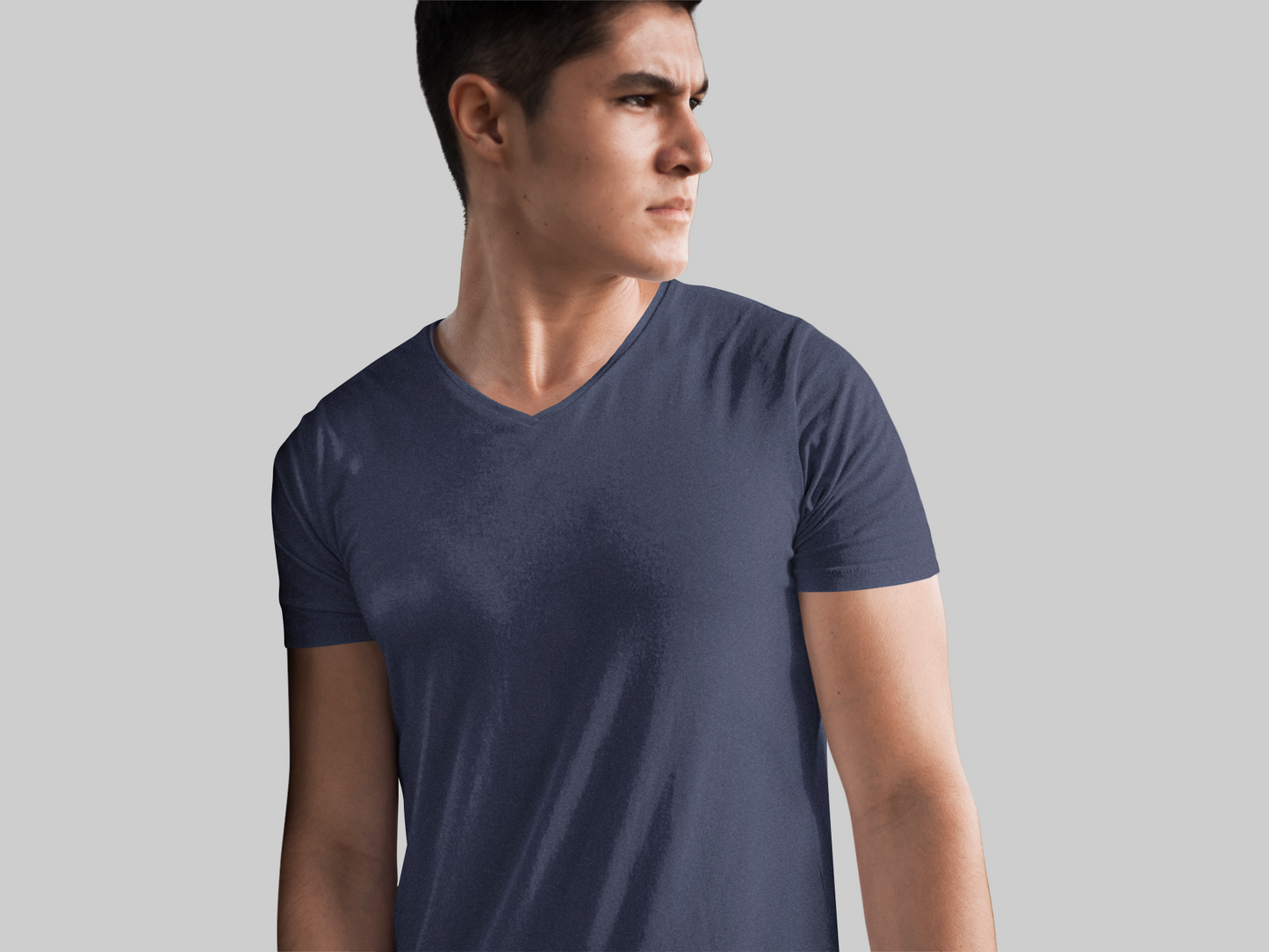 Male Vneck Half Sleeve Navy Blue