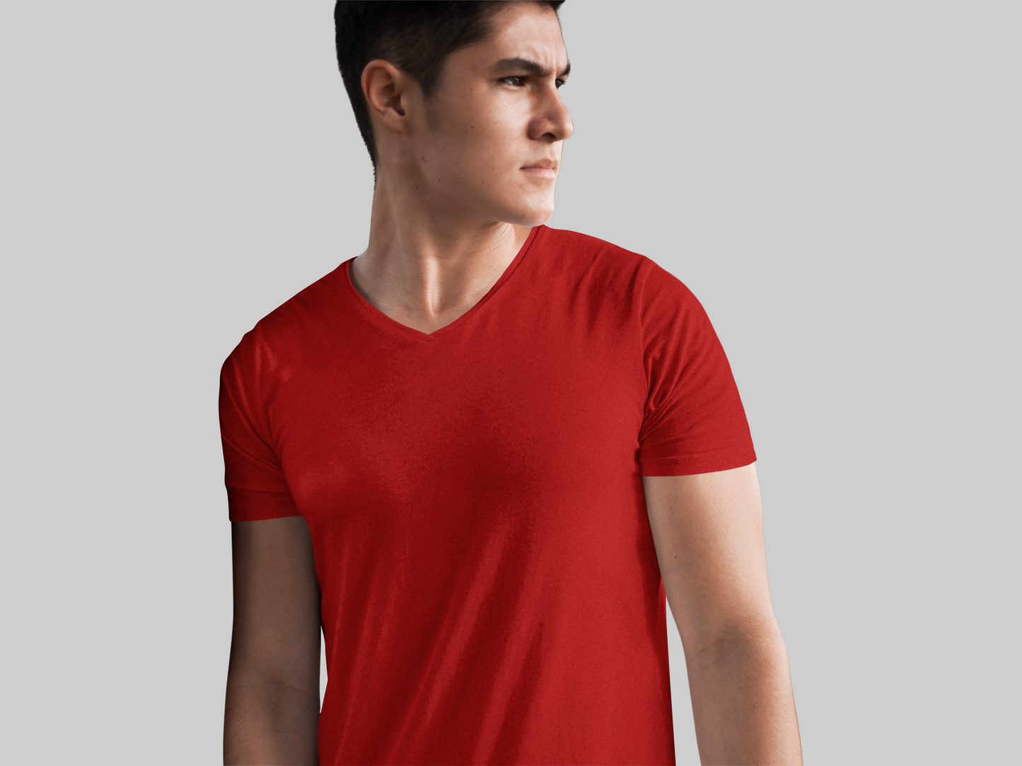 Male Vneck Half Sleeve Red