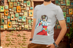 Male V-Neck Half Sleeve Classic Printed T-Shirt – Grey Melange